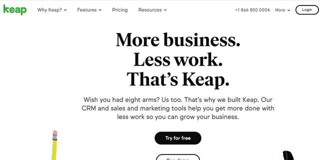 FOTO 12 | 12. KeapEste servicio de correo para las pequeñas empresas es una gran solución ya que te permite automatizar grandes partes de tu marketing digital con envíos de correo a bases específicas de datos.