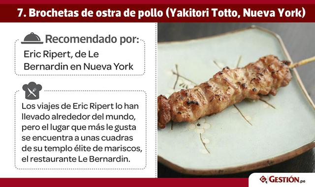 "Todo el mundo necesita un lugar favorito en el barrio, y Yakitori Totto es mi lugar secreto para antojos japoneses cuando salgo de mi restaurante, sea cual sea la hora. Como de todo, pero siempre pido las ostras de pollo (nugget de carne de muslo en