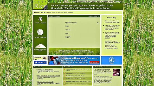 FOTO 4 | Freerice. Expande tu vocabulario mientras ayudas a alimentar al mundo. Es una gran manera de aprender algo que usarás el resto de tu vida y al mismo tiempo donar arroz a personas necesitadas.