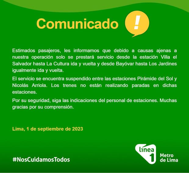 Comunicado Metro de Lima