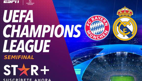 Star+ transmitió el partido Bayern Múnich vs. Real Madrid en los países de Latinoamérica por la ida de la semifinal de la UEFA Champions League 2023-24. (Foto: Star Plus)
