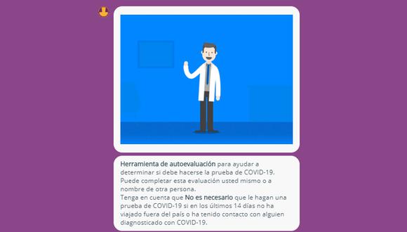Colegio Médico del Perú (CMP) lanzó una plataforma virtual para saber si ciudadanos son sospechosos de coronavirus. (Foto. captura de pantalla/CMP)