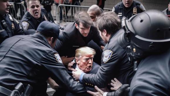 Imágenes falsas creadas por la IA sobre un supuesto arresto de Trump (Foto: Difusión)