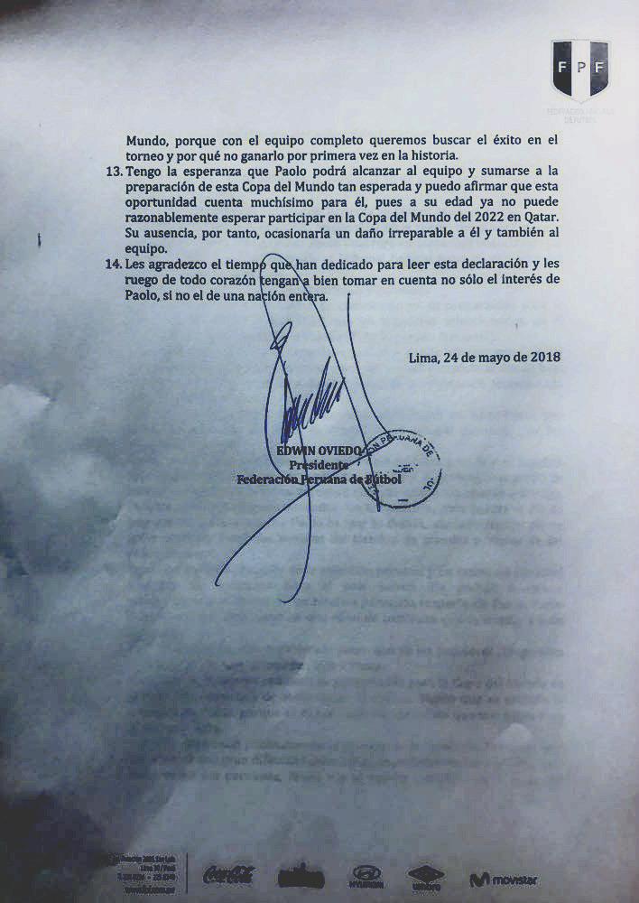 Documento presentado por la FPF.