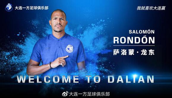 Salomón Rondón ya es nuevo jugador del dalian Yifang de China. (Foto: Dalian Yifang)