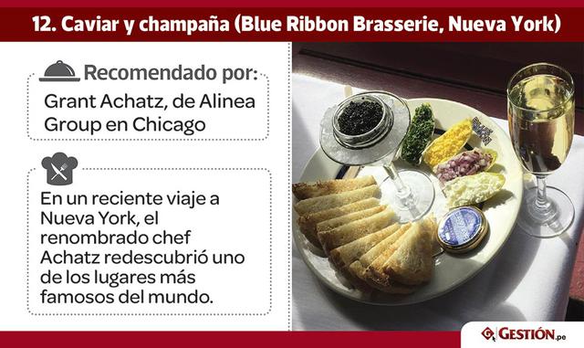 "Tal vez es predecible, pero tuve una experiencia tan agradable en Blue Ribbon, a las dos de la mañana. A menudo, termino en el restaurante de un amigo después de que todos los clientes se han ido y vamos a asar un trozo de carne y hacer algo casual.