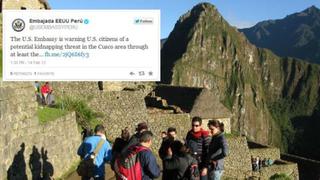 EE.UU. alerta a turistas de su país sobre amenaza de secuestro en Cusco