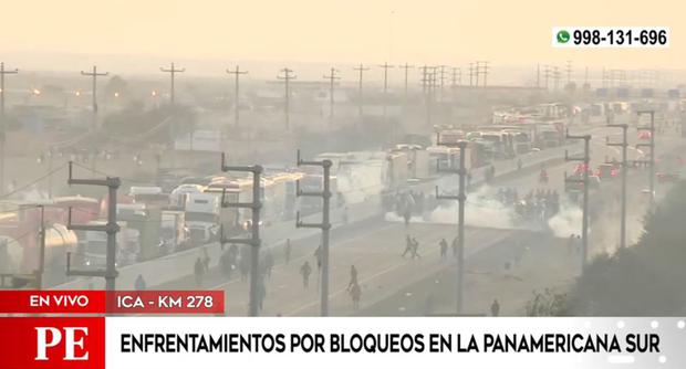 Atascos en Panamericana Sur.  (Captura: Noticias americanas)