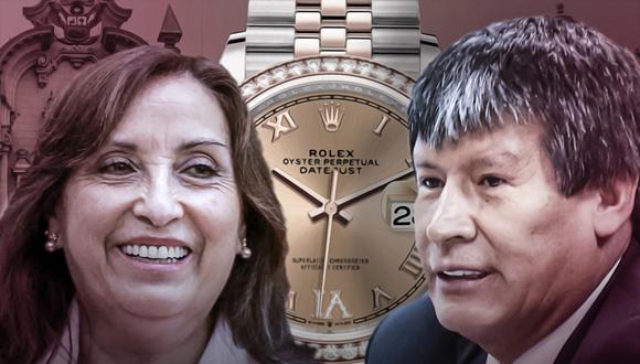 Dina Boluarte y Wilfredo Oscorima fueron interrogados en el Ministerio Público por el caso Rolex. Elaboración: Joel Vilcapoma (Gestión).