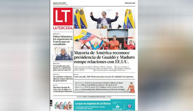 La crisis venezolana en las principales portadas del mundo. (Foto: La Tercera - Chile)
