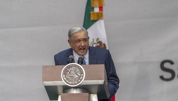 Andrés Manuel López Obrador habla durante un mitin en la Ciudad de México para celebrar sus cinco años en el cargo el 1 de julio de 2023. Fotógrafo: Alejandro Cegarra/Bloomberg