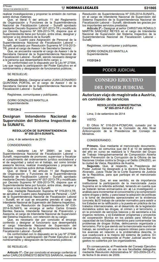 Nombramiento de Christian Sánchez como Intendente en la Sunafil.