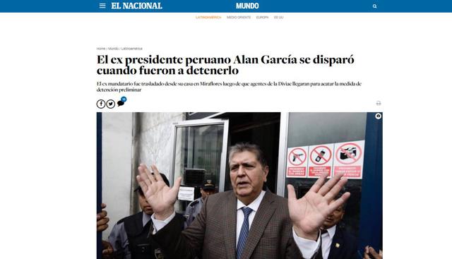 Alan García falleció este miércoles en el hospital Casimiro Ulloa. (Captura: El Nacional - Venezuela)