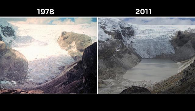 Glaciar Qori Kalis | Está en nuestro país, en la meseta de Vilcanota. Lo vulnerable del cambio climático ha generado que pierda más de la quinta parte de su masa. (NASA)