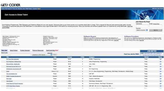 GetACoder, Este sitio es para los escritores independientes, diseñadores web y programadores – exactamente lo que las pequeñas empresas necesitan para tener una idea página web de la tierra.  GetACoder  ofrece millones de proyectos de menor escala para el