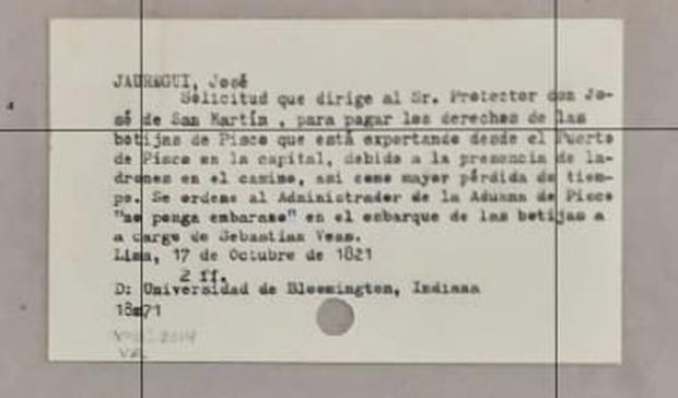 Letter from Jose Jarregui to Protector Jose de San Martín.  Source: Italo Sifuentes A.