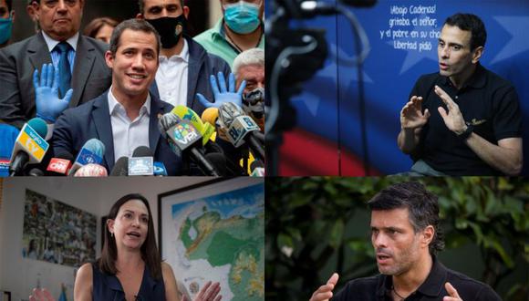 Las desavenencias entre el Gobierno y sus antiguos amigos, y las filtraciones de desacuerdos en el seno del Ejecutivo no han sido suficientes para que Juan Guaidó aprovechase la coyuntura para fortalecerse. Opositores venezolanos Guaidó (arriba-i), Capriles (arriba-d), Machado (abajo-i) y López (abajo-d).
(Foto: EFE)