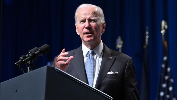 El presidente de los Estados Unidos, Joe Biden, habla en una recepción del Partido Demócrata de Pensilvania en Filadelfia el 28 de octubre de 2022. (Foto de MANDEL NGAN / AFP)