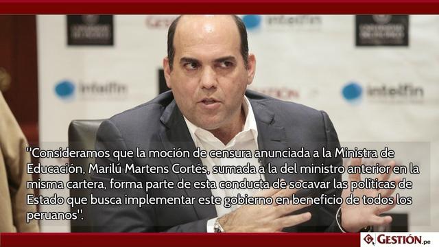 Foto 4 | En una conferencia de prensa, Fernando Zavala señaló que la moción de censura forma parte de la conducta que busca socavar la política de estado en educación, ya que el año pasado se censuró al ex titular de Educación Jaime Saavedra.