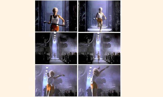 En 1984, Apple lanzó su primer anuncio para TV. Se tituló 1984 y fue dirigido por Ridley Scott. Le costó 1,5 millones de dólares y se emitió durante el tercer cuarto de la Super Bowl XVIII.