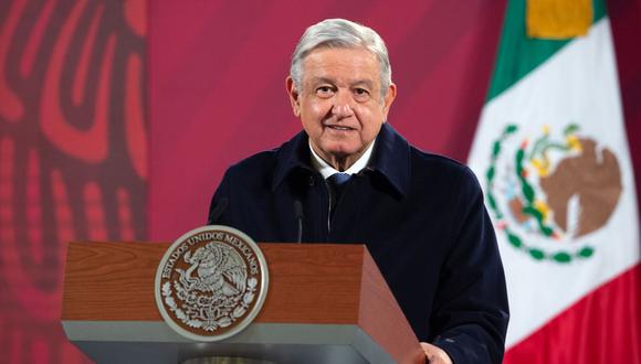 El presidente de México, Andrés Manuel López Obrador, habla durante su conferencia de prensa matutina en Palacio Nacional. (Foto: AFP).