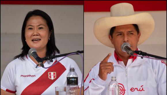 Pedro Castillo y Keiko Fujimori debatirán en la ciudad de Arequipa el domingo 30 de mayo. (Foto: AFP)