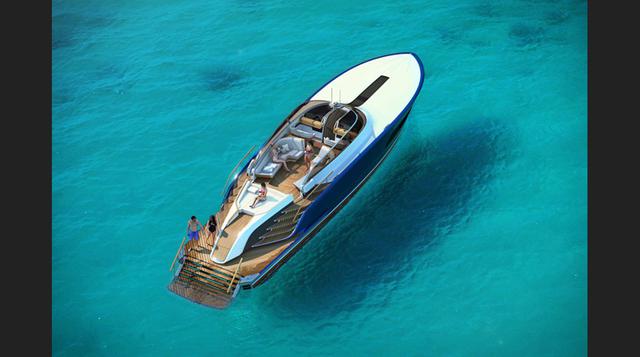 El Aeroboat S6 está disponible con techo rígido, bimini fijo o cabina abierta. Incluye Aerostairs que pueden elevarse o bajar para ofrecer espacio extra en la cubierta o fácil acceso al agua. (Foto: Megaricos)