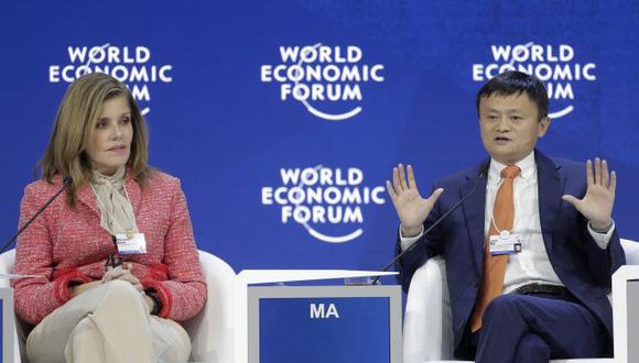 Mercedes Aráoz y Jack Ma en Davos 2018.