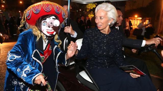 Christine Lagarde, directora gerente del FMI, asistió a la fiesta en el Parque de la Reserva. (Foto: Andina)
