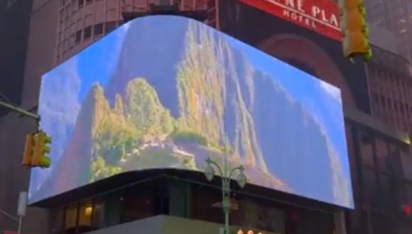 Un pequeño trailer se trasmitió en el Time Square de Nueva York.  (Foto: Twitter / @Promperu)