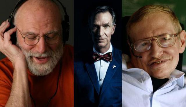 Foto 1 | Todos estos divulgadores científicos más destacados de las últimas décadas. (Foto: Facebook / Oliver Sacks / Bill Nye / Stephen Hawkin)