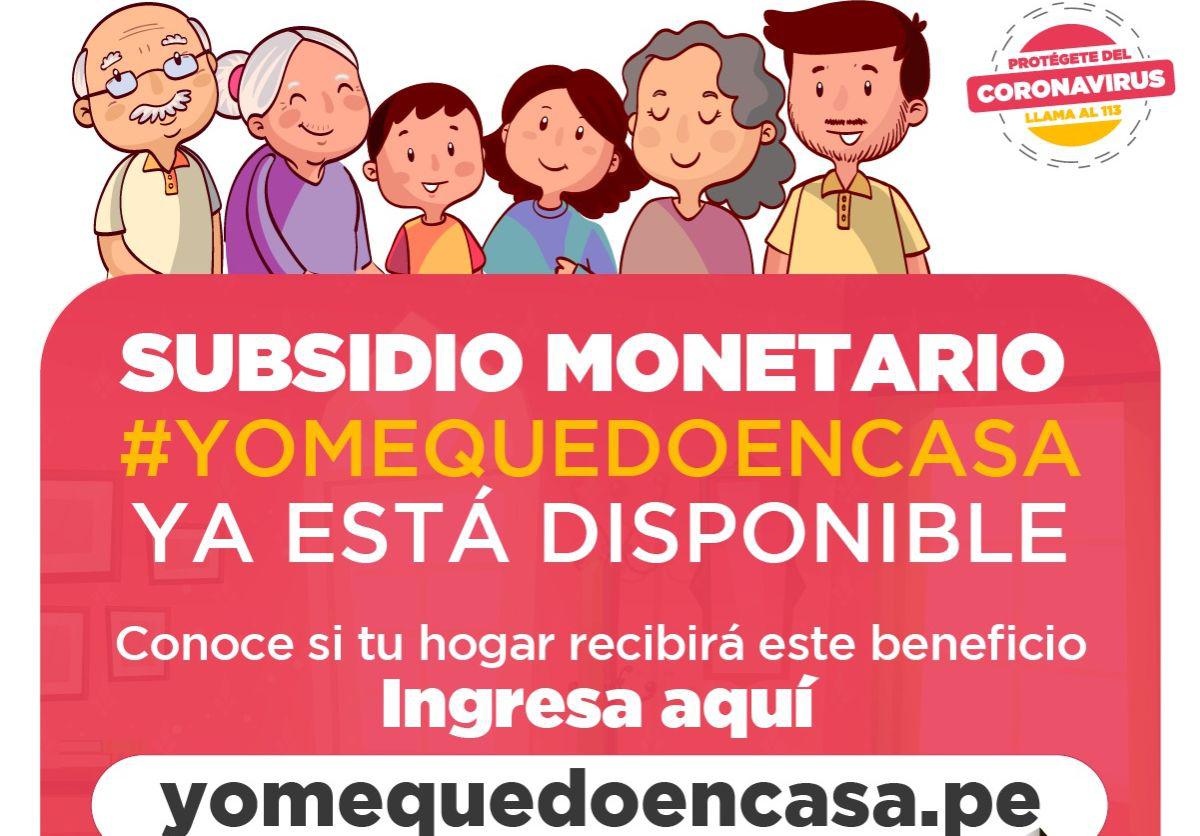 El Gobierno lanzó el portal yomequedoencasa.pe para dar a conocer los que cobrarán el subsidio que permitirá la cuarentena. (Midis/Facebook)