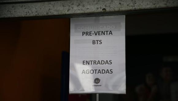 Según Cineplanet, las entradas se agotaron en unas cuantas horas; sin embargo, pidió a los fanáticos de BTS que se mantengan atentos a sus redes sociales. (Foto: Allen Quintana / GEC)