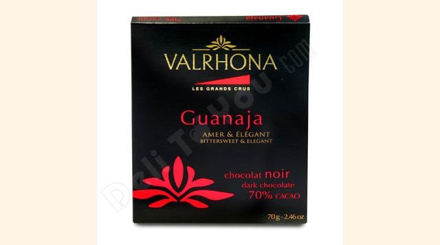 Valrhona Guanaja: Productor: Valrhona. Origen: Francia. Cacao: 70%, 50 g.  Una mezcla de cacao Criollo y Trinitario, Guanaja es uno de los emblemas de Valrhona, empresa de referencia en el universo del chocolate. (Foto: delitoyoudirect)