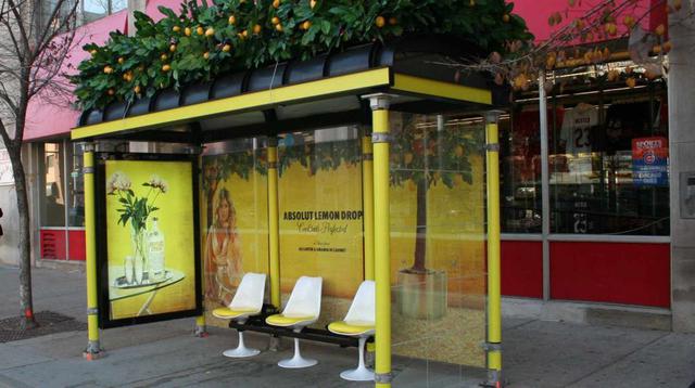 Absolute aprovechó las paradas del autobús para promocionar su sabor Lemon Drop en EE.UU. Agencia: TBWA\Chiat\Day.