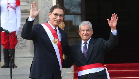 El presidente de la República, Martín Vizcarra&nbsp; aseguró que el presidente de Consejo de Ministros, César Villanueva, continuará en su cargo. (Foto: Andina)