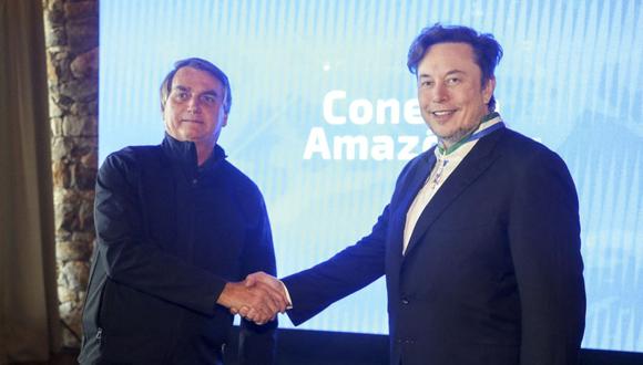 Bolsonaro mantuvo un encuentro con el magnate Elon Musk en un hotel en el interior del estado de Sao Paulo, donde anunciaron un plan para conectar las regiones más remotas de la Amazonía. (Foto de Kenny OLIVEIRA / MINISTERIO DE COMUNICACIÓN DE BRASIL / AFP).