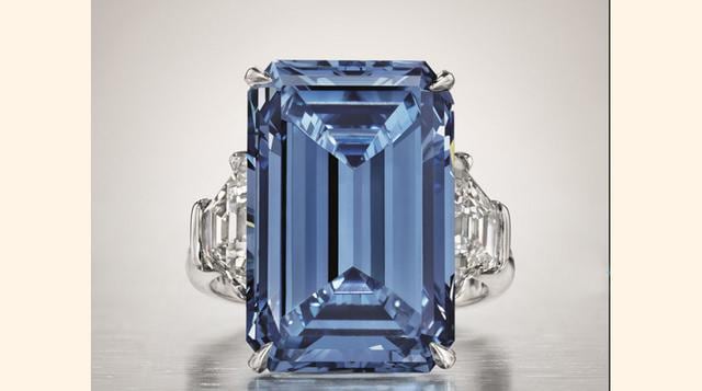 Diamante Oppenheimer Azul de 14.62 kilates. Casa Oppenheimer. Precio: 52.446.240 euros. Fecha: 18-5-2016 en Ginebra. Récord: para cualquier joya jamás subastada.