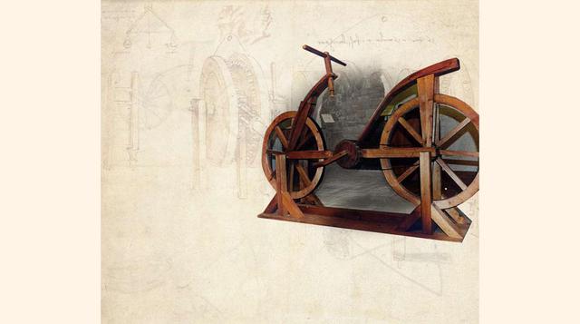 FOTO 9 | Bicicleta, Da Vinci diseñó esbozos de lo que sería la actual bicicleta. Es muy similar a la que utilizamos ahora, tenía pedales, cadenas y un volante que permitía girar hasta 90º.