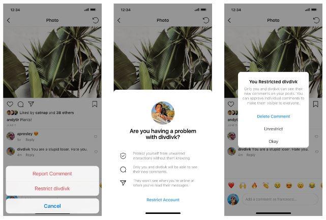 Opción "restrict" en Instagram. (Foto: Instagram)