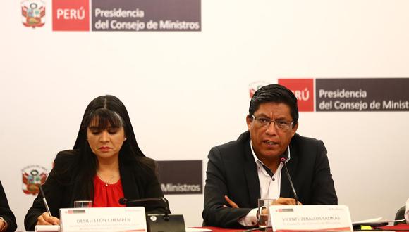 El presidente del Consejo de Ministros, Vicente Zeballos, dio una conferencia de prensa anunciando medidas para prevenir la propagación del coronavirus, (Foto: GEC)