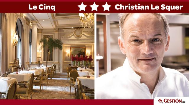 Le Cinq. Ubicado en el hotel (y en la avenida) George V, Le Cinq (el cinco, en francés) ofrece entradas desde 70 euros, el plato promedio cuesta 120 euros, y los postres cuestan entre 32 y 40 euros.