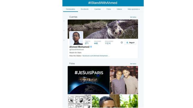 #IStandWithAhmed: Ahmed Mohammed, un adolescente de 14 años fue detenido en su escuela por armar un reloj. En el momento se pensó que él había llevado una bomba. En menos de seis horas este caso había sido mencionado más de 370.000 veces, incluso por el p
