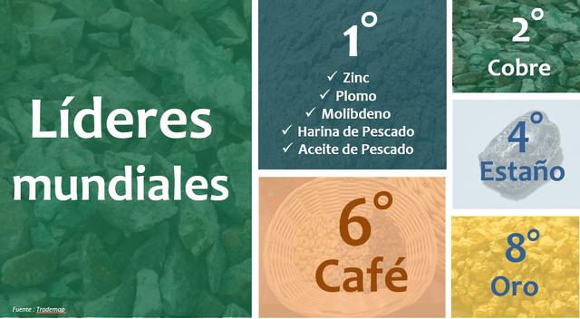 Foto 9 | Perú es líder mundial en exportación de zinc, plomo, molibdeno, harina de pescado, aceite de pescado.