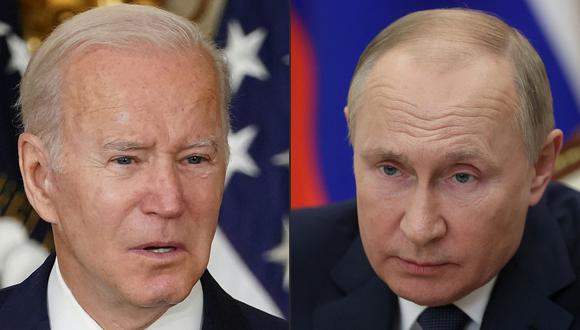 El presidente estadounidense Joe Biden y el presidente ruso Vladimir Putin. (Foto de MANDEL NGAN / Mikhail Metzel / AFP)