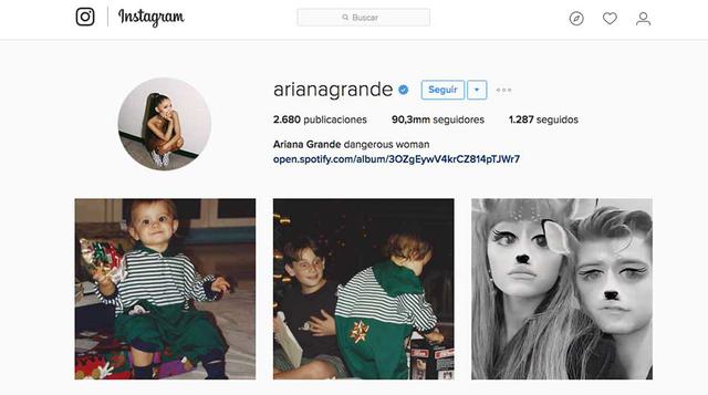 Ariana Grande: 90.3 millones de seguidores. (Foto: Instagram)