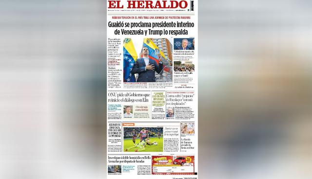 La crisis venezolana en las principales portadas del mundo. (Foto: El Heraldo - Colombia)
