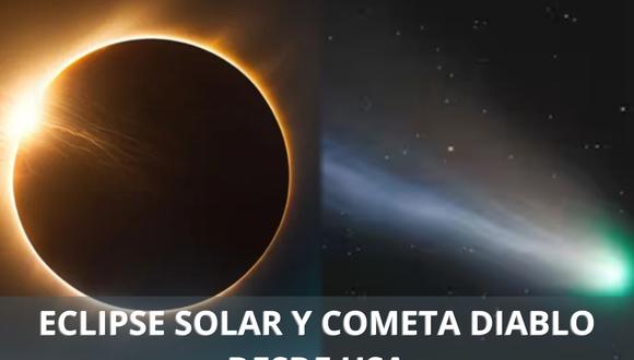 Descubre que estados de USA podrán ver en vivo el eclipse solar y el cometa diablo el 8 de abril. (Foto: Composición Mix)