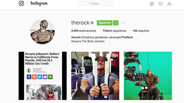 Dwayne Johnson: 71.6 millones de seguidores (Foto: Instagram)