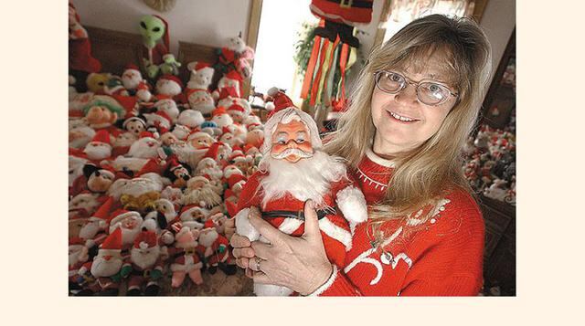 Muñecos de Papa Noel. Sharon Vaughn tiene una colección de 6,000 muñecos de Santa Claus. (Foto: loquenosabias)
